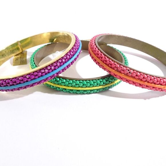 Lee Angel Enamel Mesh Rainbow Bangle Set of 3 NWT 265 - Picture 7 of 7